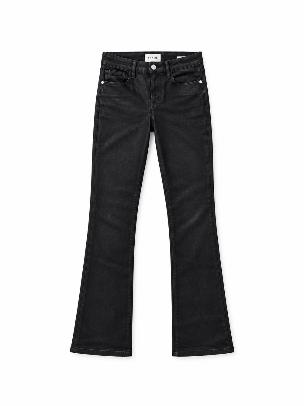 FRAME Le Mini Boot Noir Coated Black Jeans Size 26